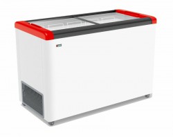 ЛАРЬ МОРОЗИЛЬНЫЙ GELLAR FG 400 С ПРЯМОЕ СТЕКЛО КРАСНЫЙ (ПРОПАН)